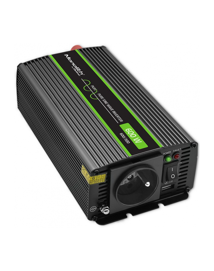 Qoltec Przetwornica napięcia Monolith 1200 MS Wave | 12V na 230V | 600/1200W | USB główny