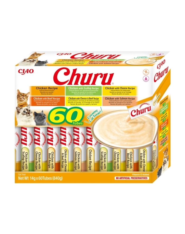 INABA CAT CHURU VARIETIES - kurczak - przysmak dla kota 60 x 14 g główny