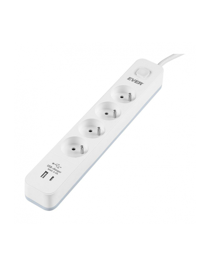 Listwa antyprzepięciowa Ever Proect 4PL 1A1C USB 1,5m biała główny