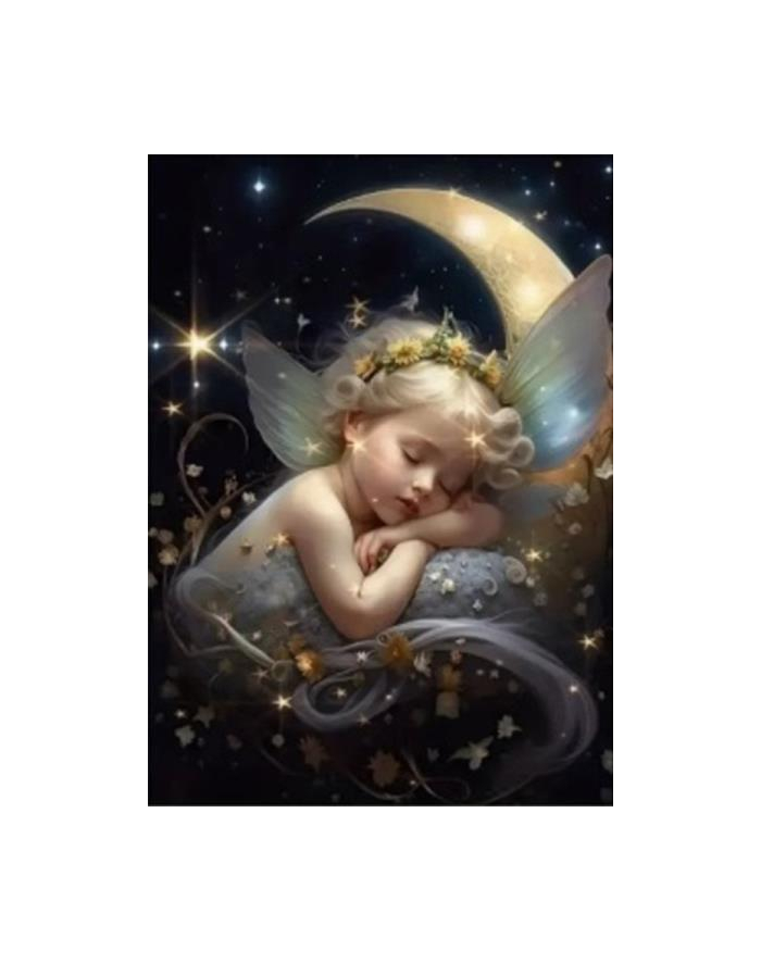 norimpex Diamentowa mozaika Dziecko wróżka śpiaca na sierpie księżyca 30x40cm 1006379 główny