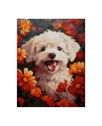 norimpex Diamentowa mozaika Piesek w kwiatach 30x40cm 1009987 nr 1