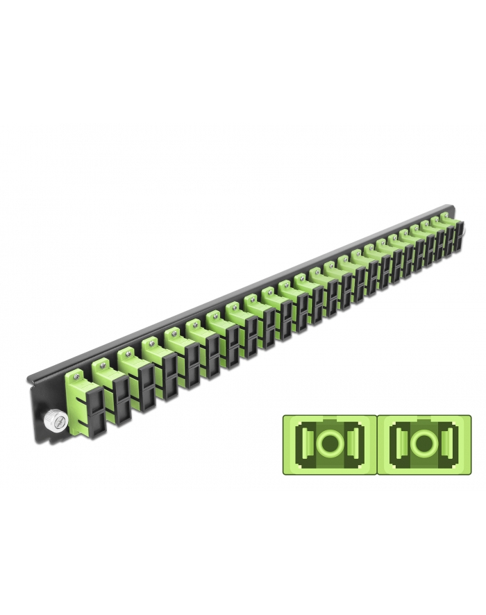 DELOCK  19″ SKRZYNKA ŁĄCZENIOWA OSŁONA PRZEDNIA 24 PORTY SC DUPLEX ZIELONA LIPOWA  () główny