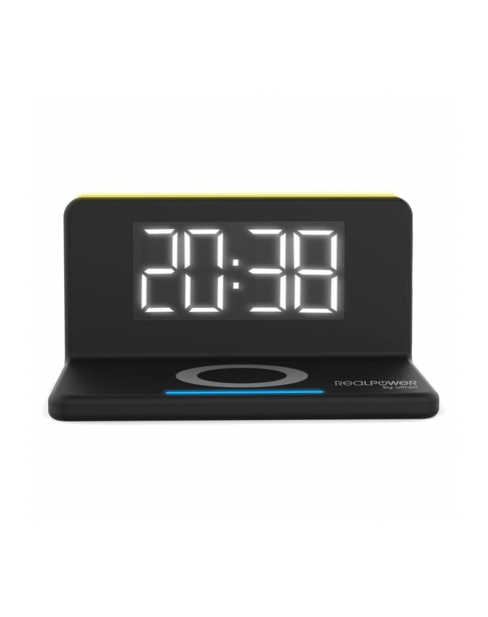 Realpower Chargeair Clock Cyfrowy Budzik Lampka Nocna Z Bezprzewodową Ładowarką Bezprzewodowa Ładowarka Qi 10 W Kompatybilna Z Iphone 14 13 12 Pro główny