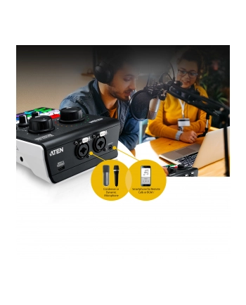 6-kanałowy podcastowy mikser audio AI MicLIVE UC8000 UC8000-AT