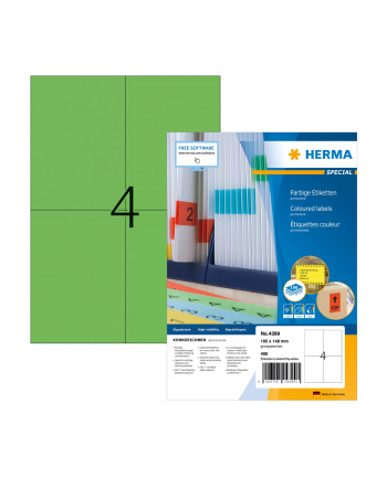 Herma Etykiety kolorowe 4399 A4 105 x 148mm papier matowy zielony 400 szt 4399