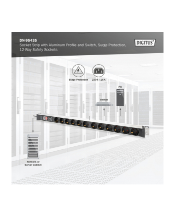 Digitus ZUB 1HE Aluminium PDU Rack Mount 50/60Hz (DN95435) nr 1