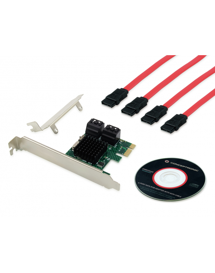 Conceptronic Kontroler SATA EMRICK 4-Port-SATA-PCIe-Adapter mit SATA-Kabel EMRICK03G PCIe główny