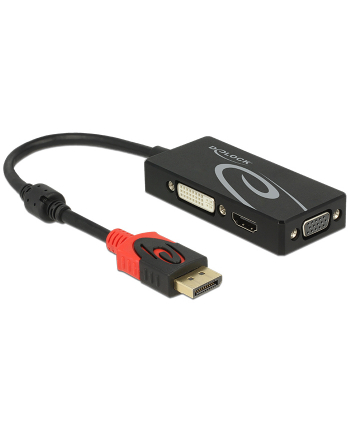 Delock Displayport Adapter 1.2 Męski > Vga / Hdmi Dvi Żeński 4K Pasywny Czarny