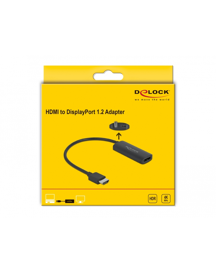 Delock Adapter Hdmi-A Wtyczka Do Gniazda Displayport 4K 60 Hz główny