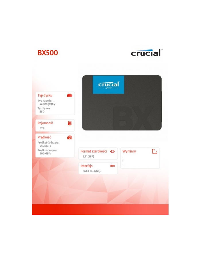 crucial Dysk SSD BX500 4000GB SATA3 2.5 cala 540/500MB/s główny