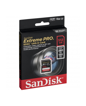 SANDISK SDSDXEP-512G-GN4IN KARTA SANDISK EXTREME PRO SDXC 512GB - 280/150 MB/s V60 UHS-II nr 1