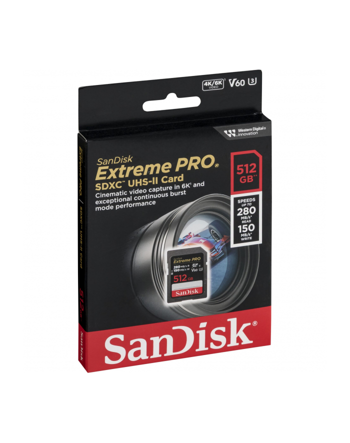 SANDISK SDSDXEP-512G-GN4IN KARTA SANDISK EXTREME PRO SDXC 512GB - 280/150 MB/s V60 UHS-II główny