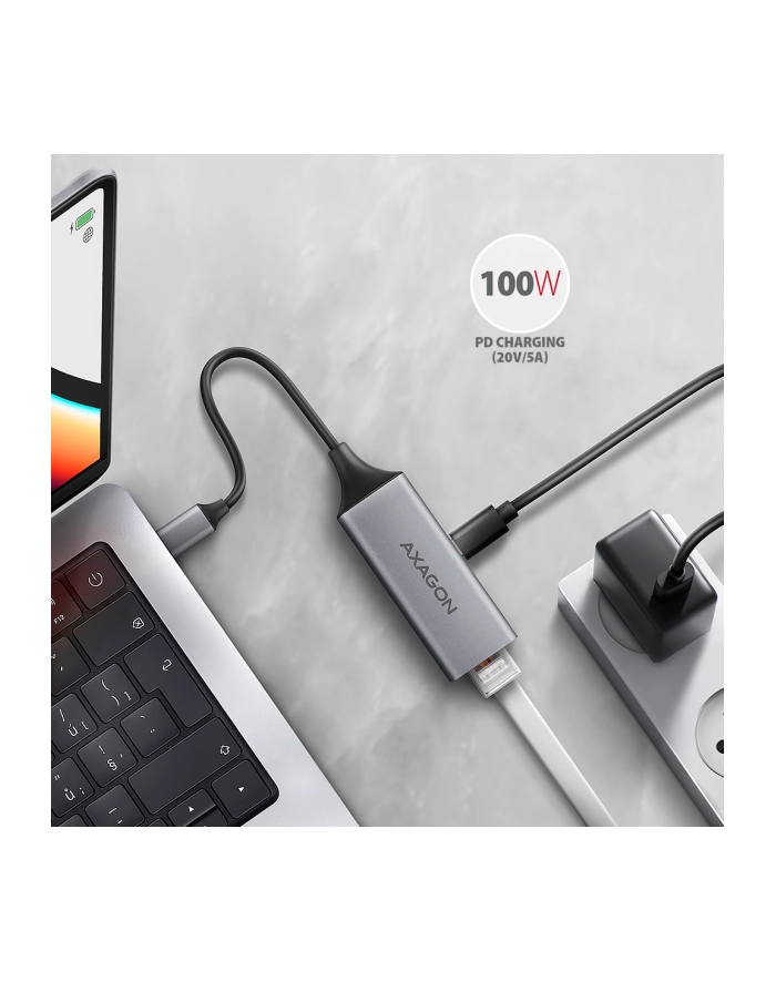 axagon AD-E-TXPD Karta sieciowa Gigabit Ethernet adapter, USB-C 3.2 Gen 1, instalacja automatyczna, Asix AX8817, PD 100W główny