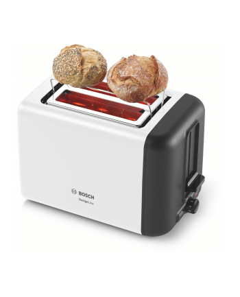 Bosch compact toaster DesignLine TAT3P421D-E (Kolor: BIAŁY/Kolor: CZARNY, 970 watts, for 2 slices of toast)