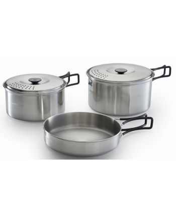 Campingaz pot set Camping Kit, 5 pieces (stainless steel, 2 pots + 2 lids + 1 pan)