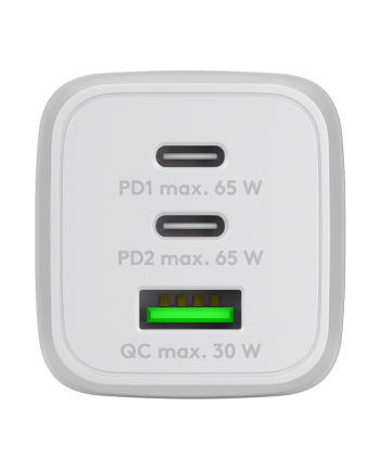 goobay USB-C fast charger Nano, PD, GaN, 65 watts (Kolor: BIAŁY, 1x USB-A, 2x USB-C PD, Charge 3.0)