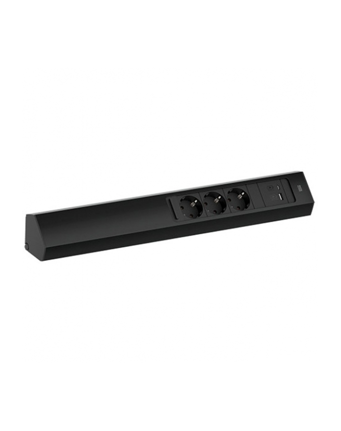 Bachmann CASIA 2 3-way power strip + USB charger, long, wall or corner mounting (Kolor: CZARNY, 2 meter cable, 1x USB-A, 1x USB-C) główny