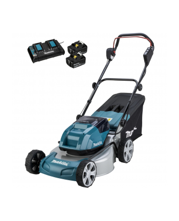 Makita cordless lawnmower DLM463PT2, 36Volt (2x18Volt) (blue/Kolor: CZARNY, 2x Li-ion battery 5.0Ah)