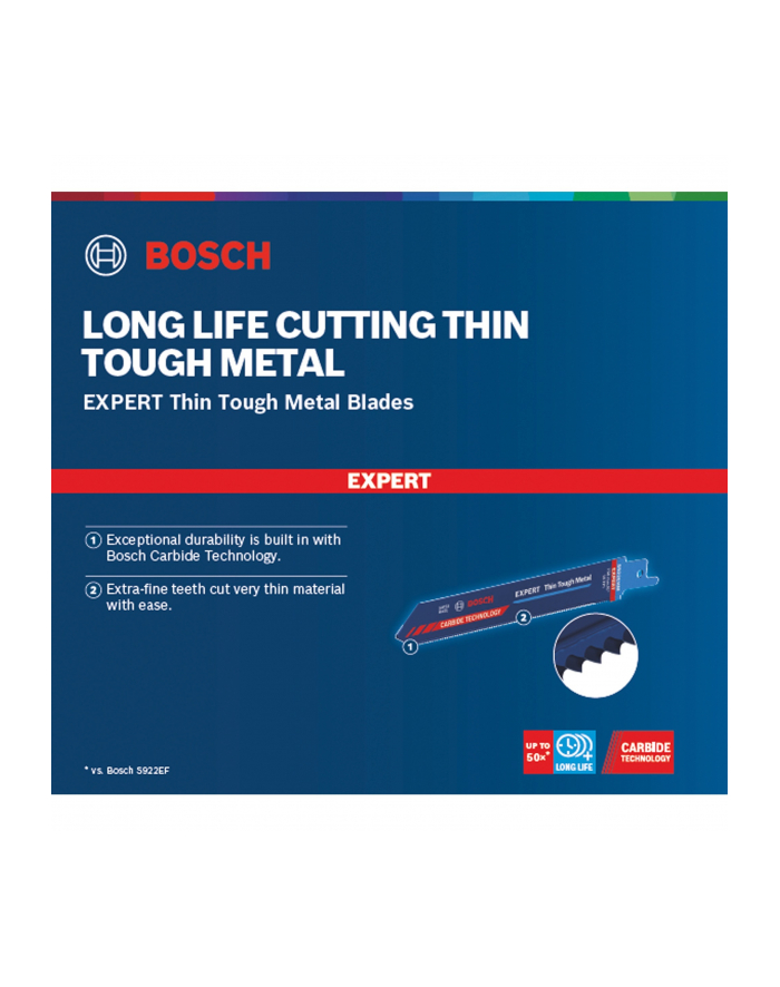 bosch powertools Bosch Expert sabre saw blade 'Thin Tough Metal' S 922 EHM, 10 pieces (length 150 mm) główny