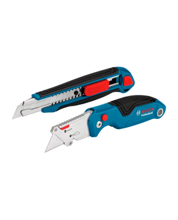 bosch powertools Bosch cutter knife set Professional, 2-piece, carpet knife (blue, for snap-off blades and trapezoidal blades)