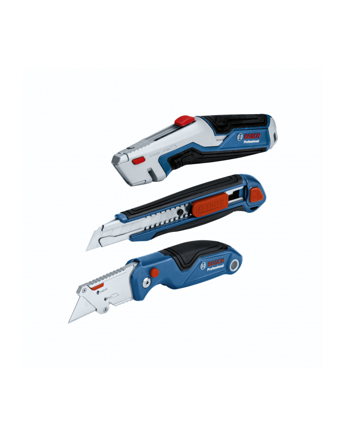 bosch powertools Bosch professional knife set, 3 pieces, carpet knife (blue, for snap-off blades and trapezoidal blades) główny