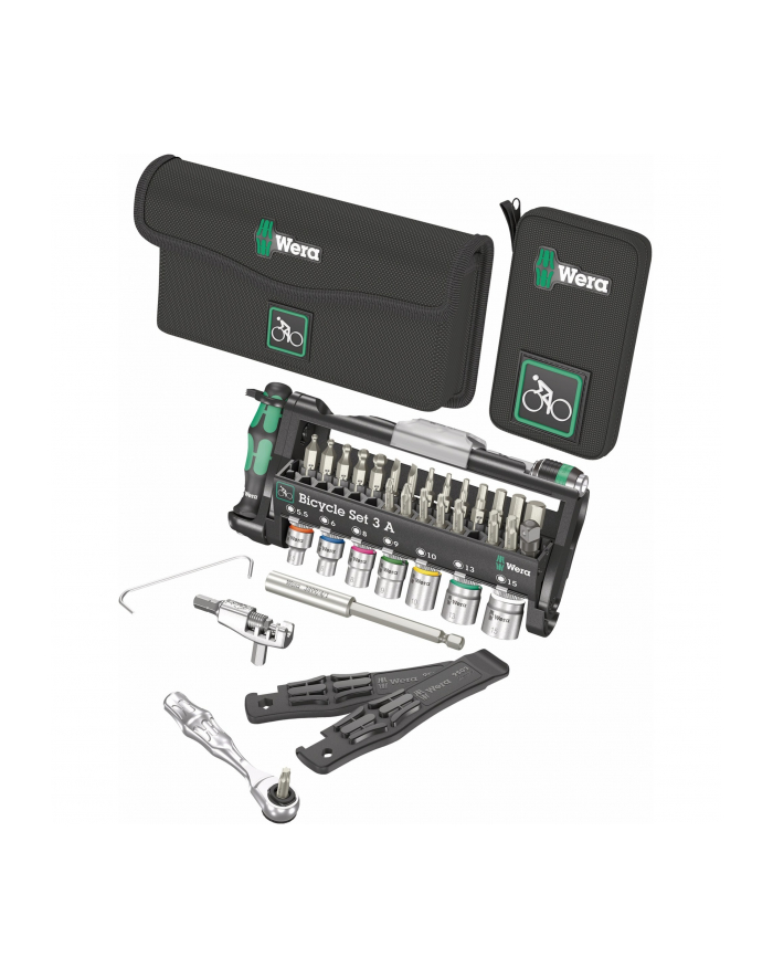 Wera Bicycle Set 3 A, 40-piece, tool set (Kolor: CZARNY/green, including reversible bit ratchet, 1/4) główny