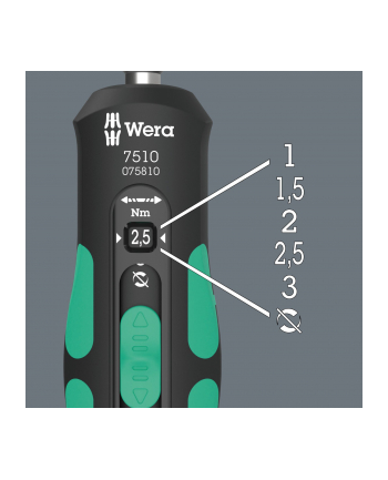 Wera torque screwdriver 7510 Kraftform Safe-Torque Speed (Kolor: CZARNY/green, 1/4 hexagon, 1-3 Nm)