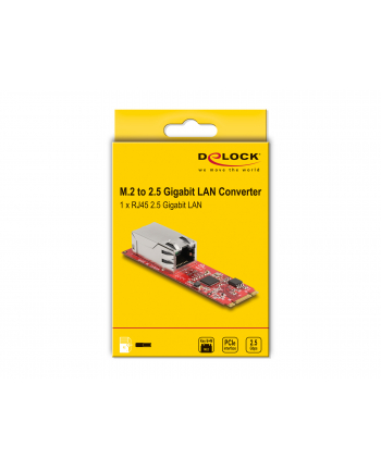 DeLOCK Converter M.2 Key B+M connector to 1 x RJ45 2.5 Gigabit LAN port horizontal, LAN adapter