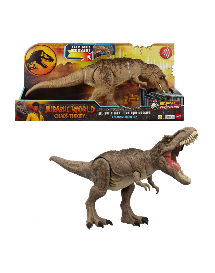 Mattel Jurassic World All-Out Attack Tyrannosaurus Rex, toy figure główny