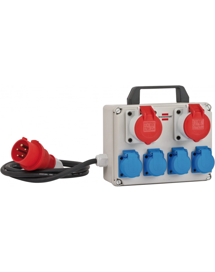 Brennenstuhl compact small power distributor BKV 2/4 T IP44, 6-way, power strip (grey/Kolor: CZARNY, 2 meters) główny