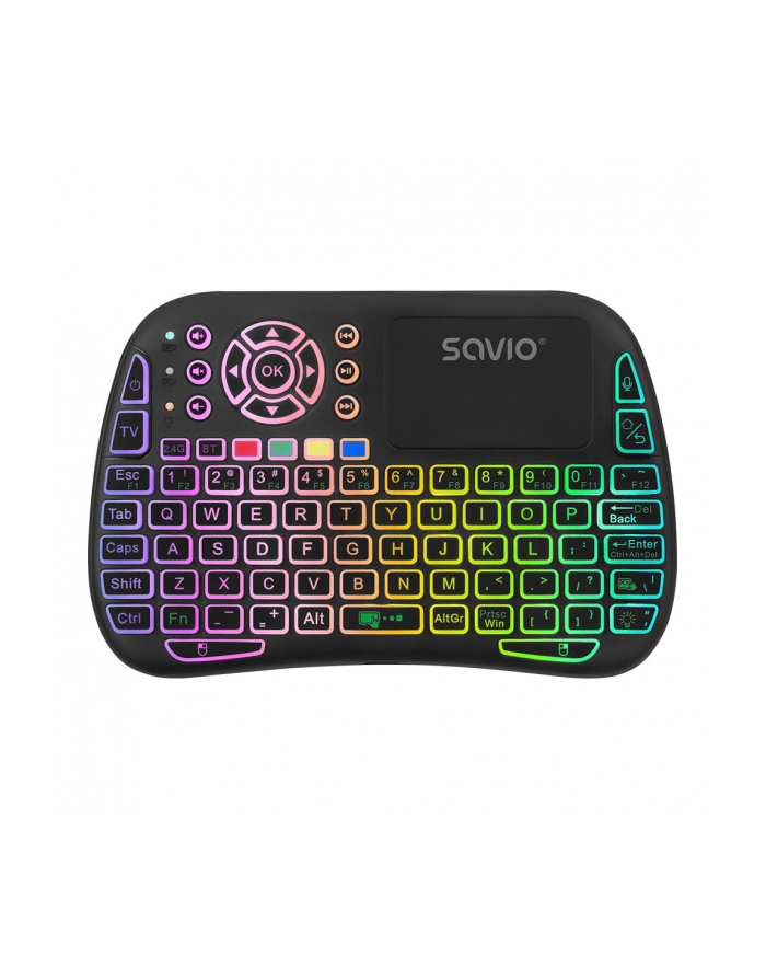 savio Podświetlana klawiatura bezprzewodowa RGB BT + 2.4 GHz , TV Box, Smart TV, Konsole, PC, KW-04 główny