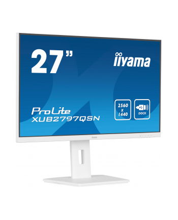 iiyama Monitor 27 cali XUB2797QSN-W1 IPS,QHD,USB-c Dock 65W,HDMI, WHITE