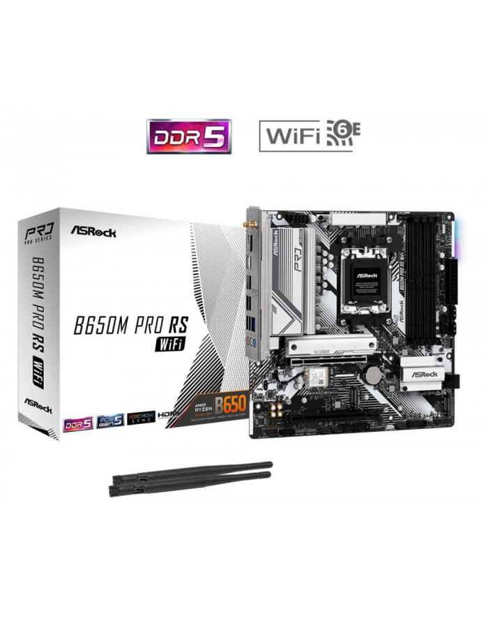 asrock Płyta główna B650M PRO RS WIFI AM5 4DDR5 HDMI/DP mATX główny