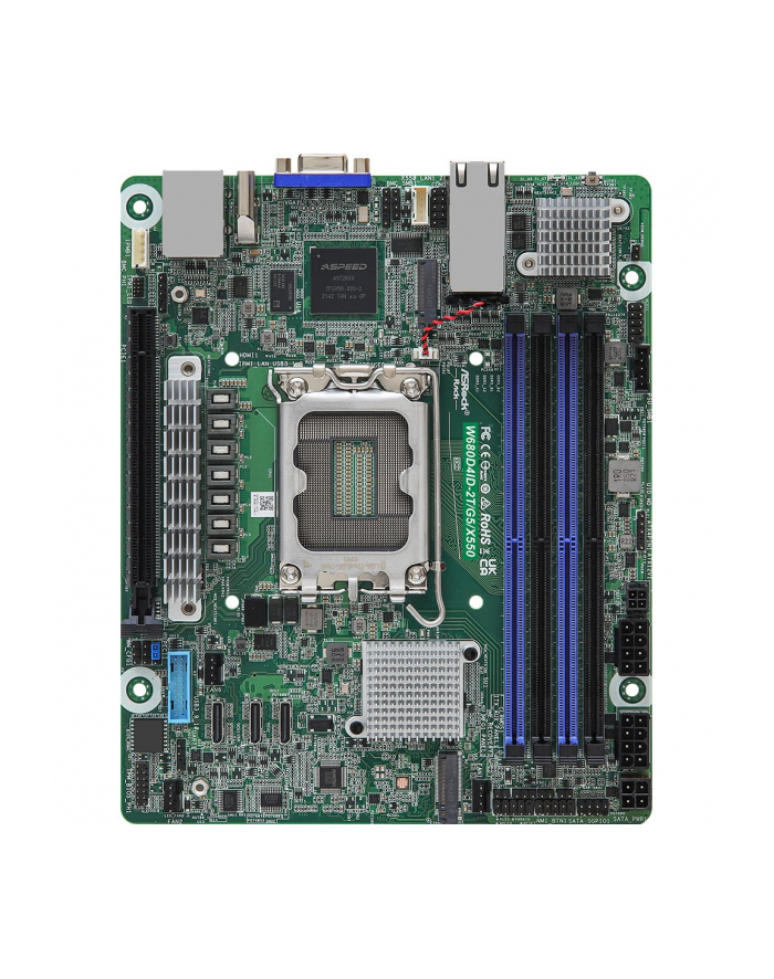 Płyta główna ASRock W680D4ID-2T/G5/X550 1x LGA1700 Intel Core 12/13gen W680 (4xDIMM, SATA, 2xM2, 2x10GbE, IPMI) główny