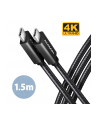 axagon BUCM32-CM15A Kabel USB-C - USB-C 3.2 Gen 2, 1.5m, PD 100W, 5A, 4K HD, ALU, oplot, czarny - nr 1