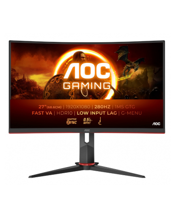 aoc Monitor C27G2Z3 27 cali Zakrzywiony Fast VA 280Hz HDMIx2 DP HAS