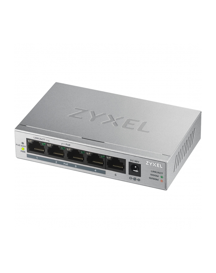 Switch Zyxel GS1005-HP 5p PoE (PoE+: 4) 60W Unmanaged Gigabit główny