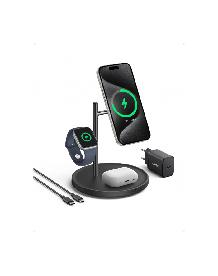 anker Stacja magnetyczna MagGo 15W 3-in-1 Czarna główny