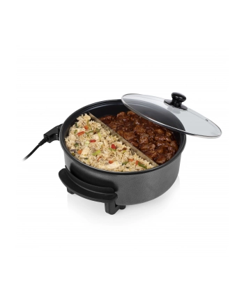 TRISTAR Trójgwiazda - wielofunkcyjna patelnia grillowa XL | PZ-9135 | Średnica 30 cm | Grill | 1500 W | Pokrywka w zestawie | Uchwyt stały | Czarny
