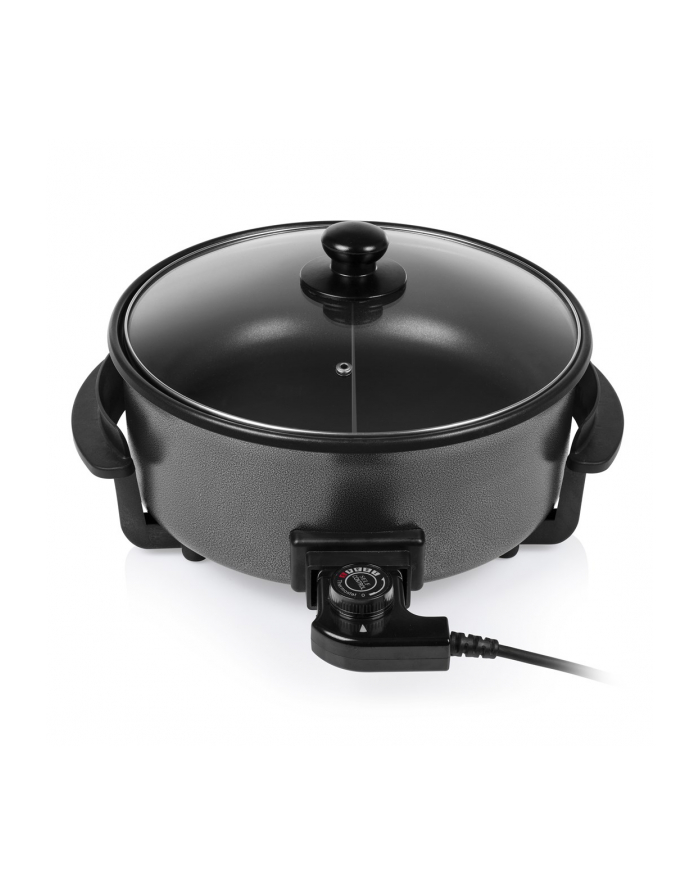 TRISTAR Trójgwiazda - wielofunkcyjna patelnia grillowa XL | PZ-9135 | Średnica 30 cm | Grill | 1500 W | Pokrywka w zestawie | Uchwyt stały | Czarny główny