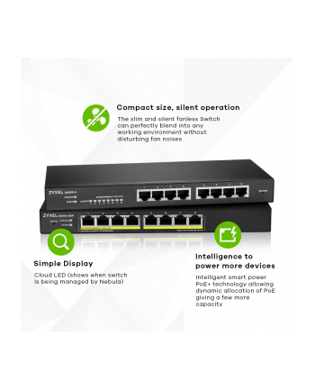 Switch Zyxel GS1915-8EP 8p PoE (PoE+: 8;) 60W Managed Gigabit