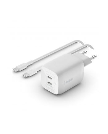 BELKIN ŁADOWARKA 65W DUAL USB-C GAN KABEL 2M BIAŁA
