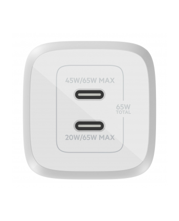 BELKIN ŁADOWARKA 65W DUAL USB-C GAN KABEL 2M BIAŁA