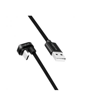 LOGILINK CU0192 Kabel USB 2.0 Type-C C/M kątowy na USB-A/M aluminium czarny 1m