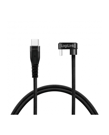 LOGILINK CU0194 Kabel USB 2.0 Type-C C/M kątowy na USB-C/M aluminium czarny 3m