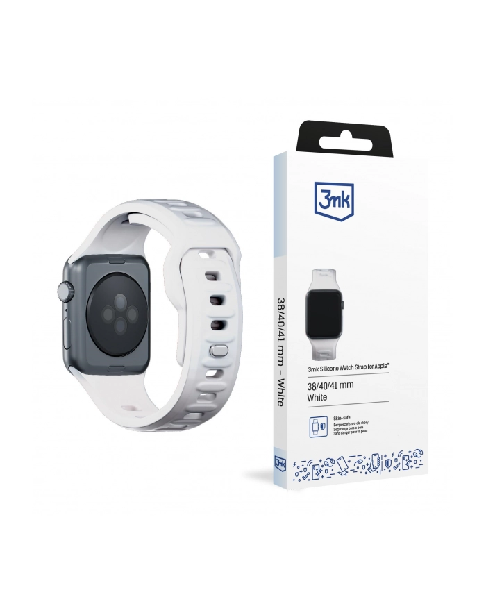 3mk pczerwonyection Pasek do Apple Watch - 3mk Silicone Watch Strap for Apple -38/40/41 mm White główny