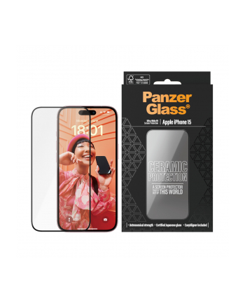 Panzerglass Szkło hartowane Ceramic Ultra-Wide-Fit Easy Aligner do iPhone 15