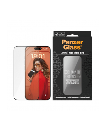 Panzerglass Ceramic Protection - szkło ceramiczne do iPhone 15 Pro czarna ramka