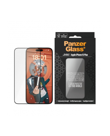 Panzerglass Szkło hartowane Ceramic Ultra-Wide-Fit Easy Aligner do iPhone 15 Plus