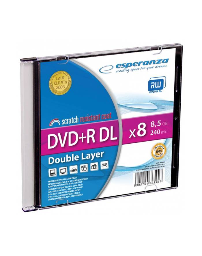 Płytka ESPERANZA DVD+R 8,5GB Double Layer x8 - Slim 1 główny